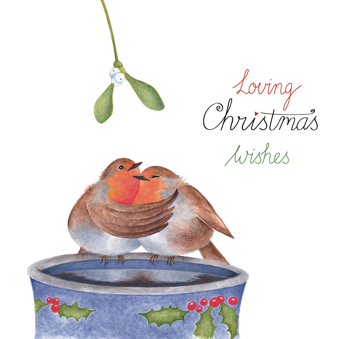 7. Christmascard Robins(English Christmas Card) / Roodborstjes (Engelse